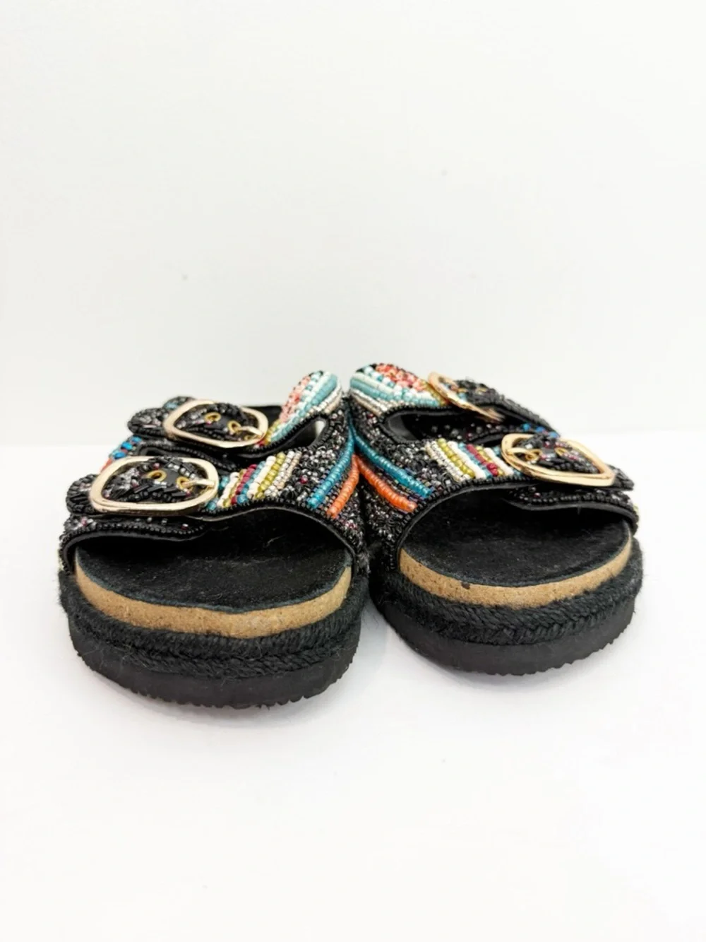 House Of Harlow 1960 Black Beaded Sandals Size 8 - Picture 2 of 7